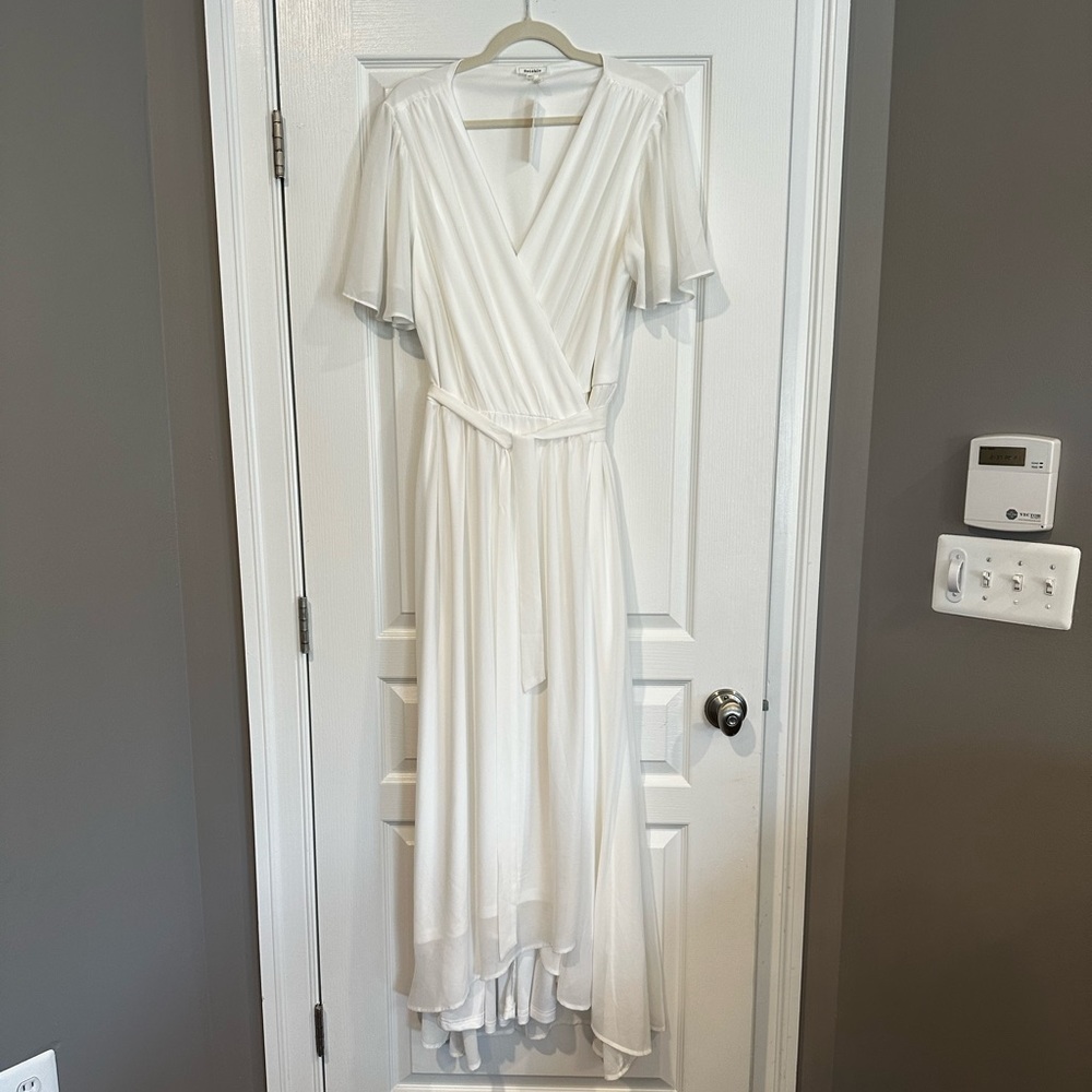 Baltic Born White Flowing Wrap Maxi Dress